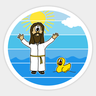 Jesus Walking On Water Christian Funny Sticker